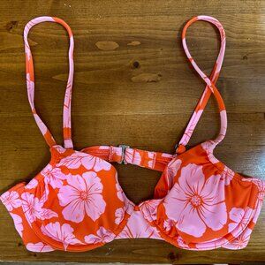 Target Wild Fable Small Pink and Orange Floral Bikini Top